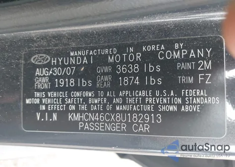 2008 Hyundai Accent Gls z USA, uszkodzony, nr VIN KMHCN46CX8U182913